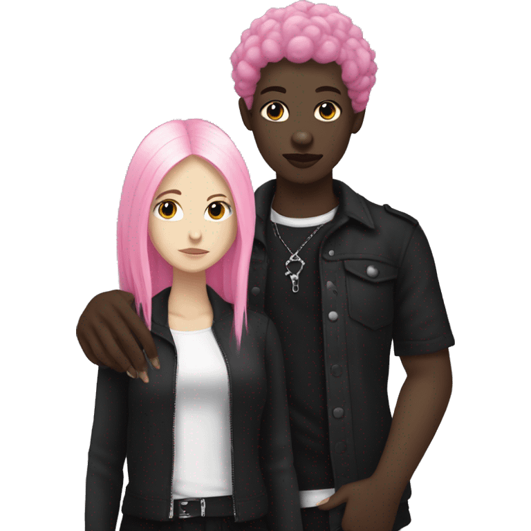 Goth black teen holding hand of pink haired white woman  emoji