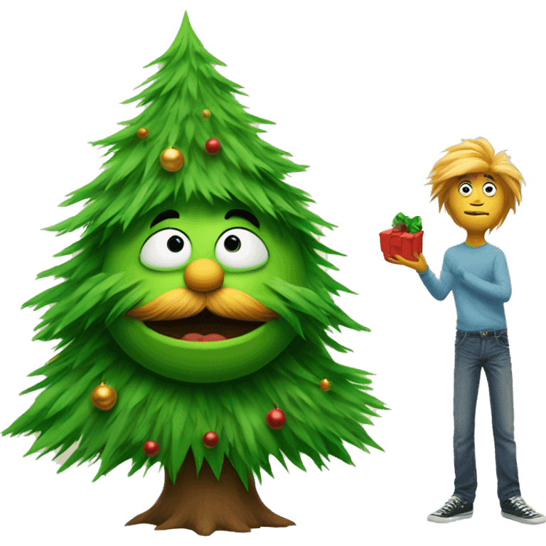 Christmas tree with the lorax emoji