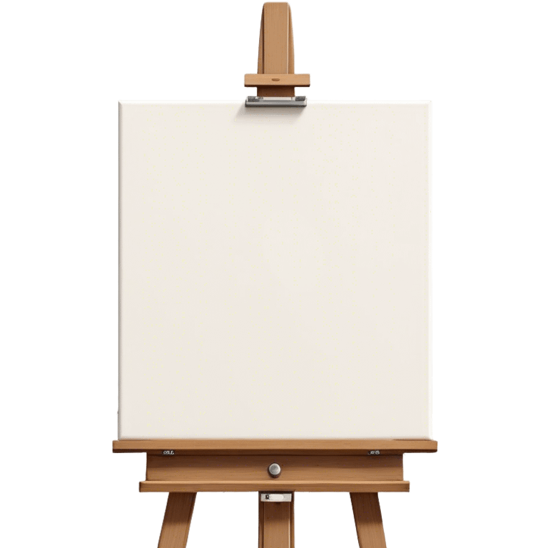 Cinematic Realistic image of a pristine canvas mounted on a sturdy wooden easel, with the canvas’ smooth surface and the easel’s detailed grain rendered in soft natural light, evoking a quiet moment of creative anticipation emoji