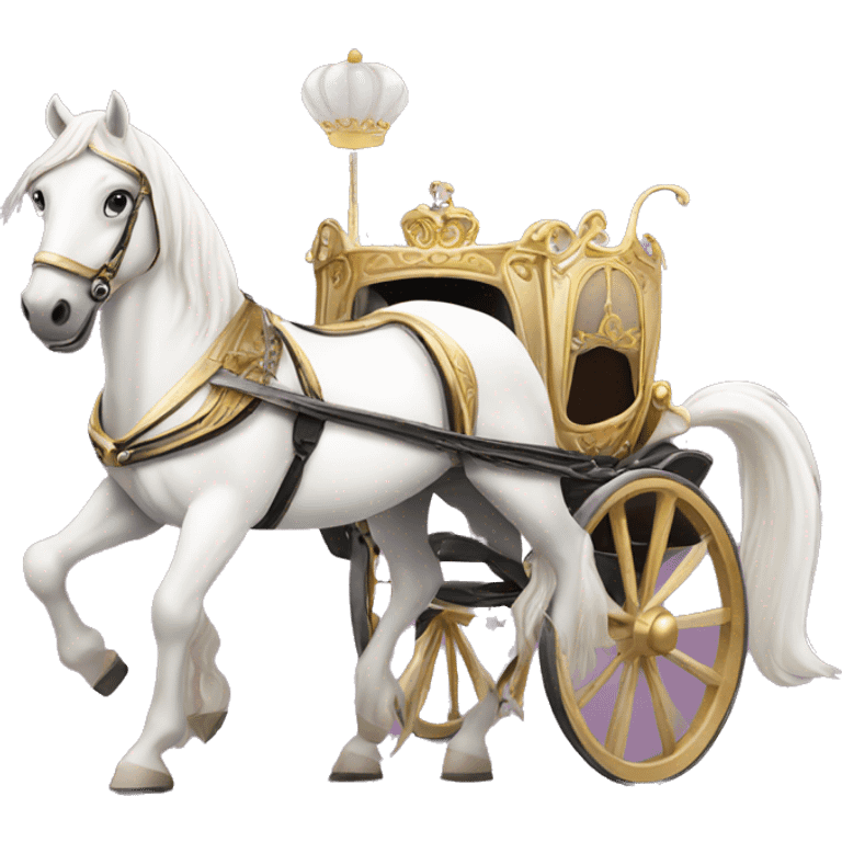 White horse with princess carriage  emoji