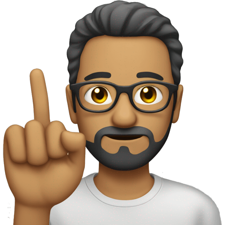 Mexican man with beard glasses and short hair with his finger up his nose emoji