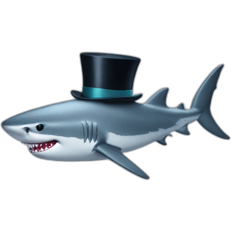 Shark with a top hat emoji