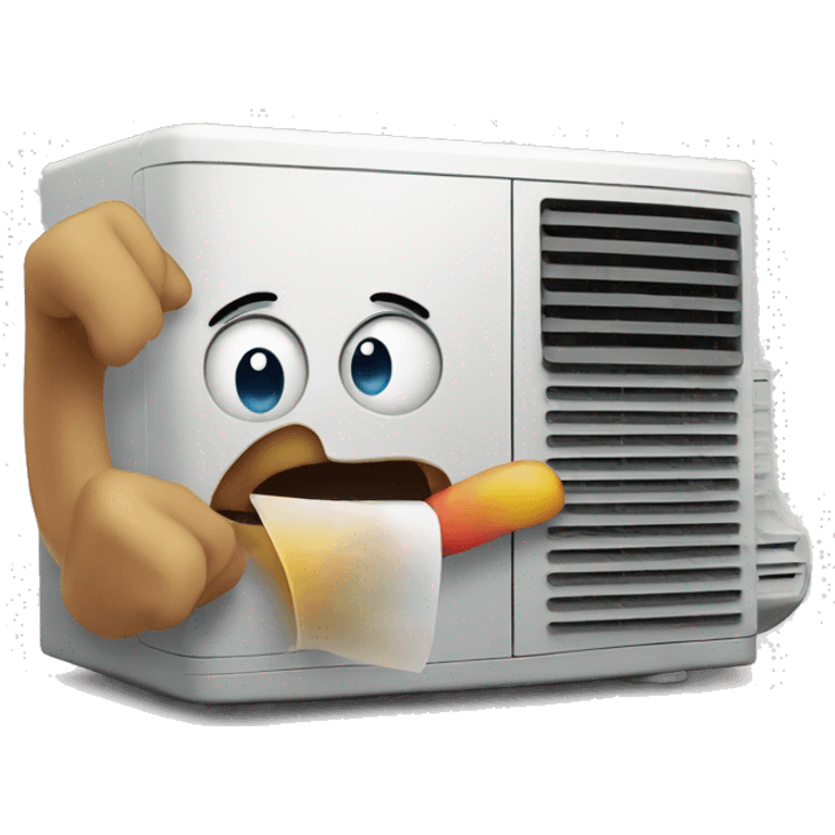 Air conditioner eating a tv emoji