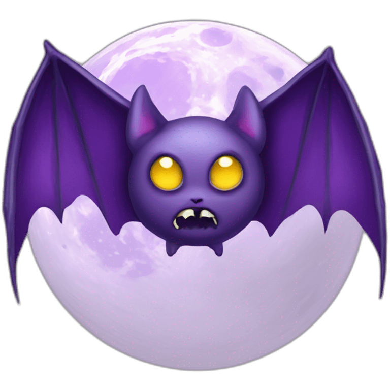  full moon with mad vampire bat purple dripping wings emoji