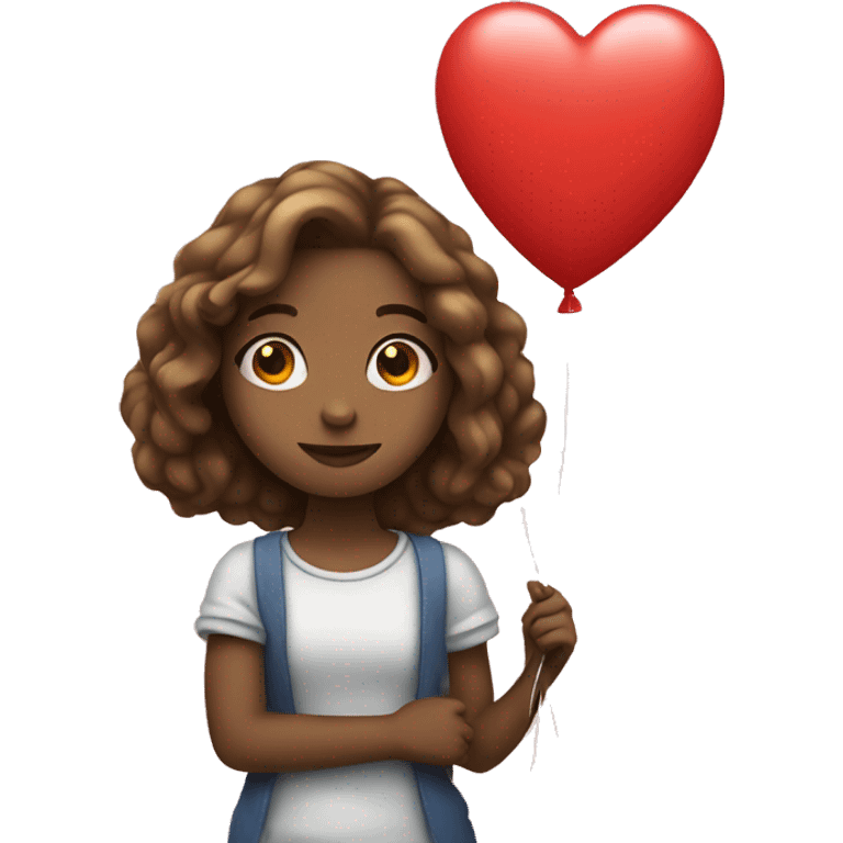 Girl holding heart balloon  emoji