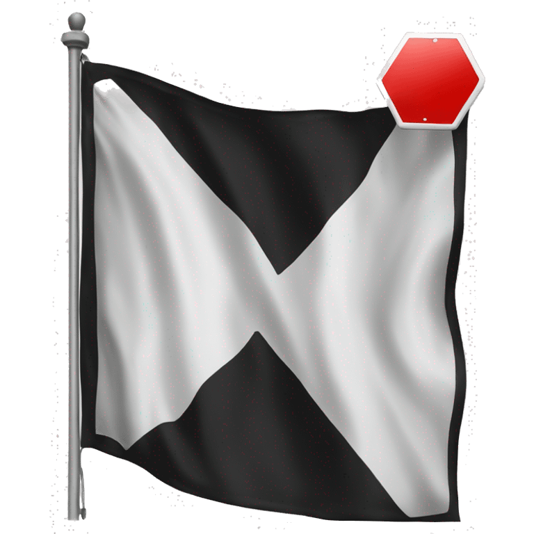 black flag with white stop sign on it emoji