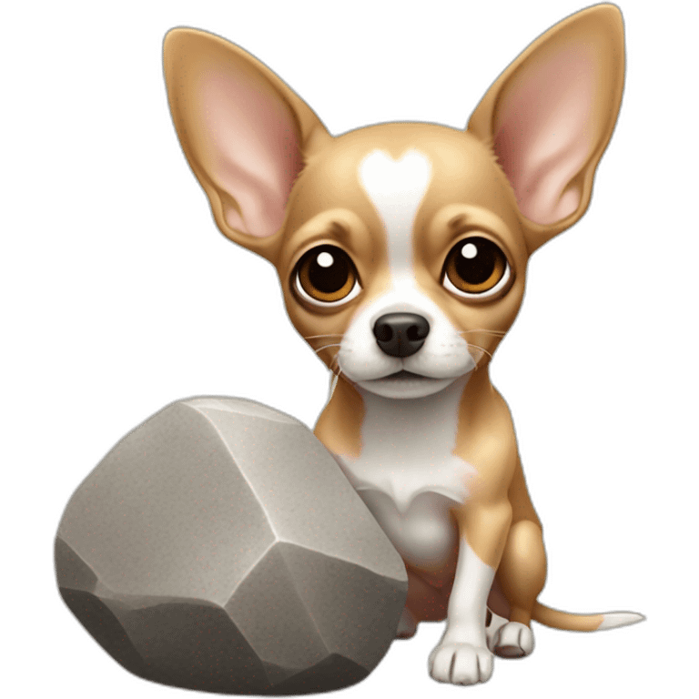 chihuahua holding a huge stone emoji