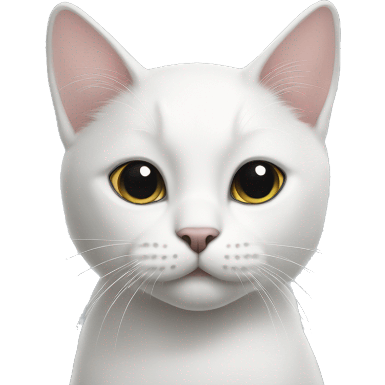 white cat with black ears and black tail and black spot on side  emoji