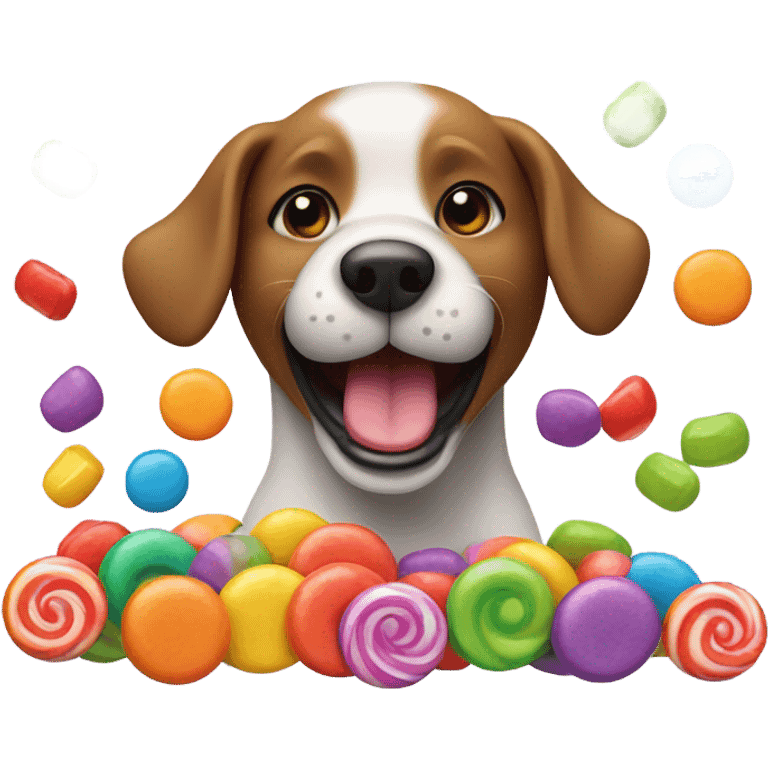 Dog in love with candy emoji