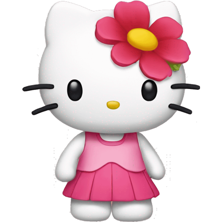 hello kitty with flower emoji