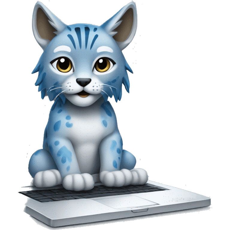 A blue lynx with a laptop emoji