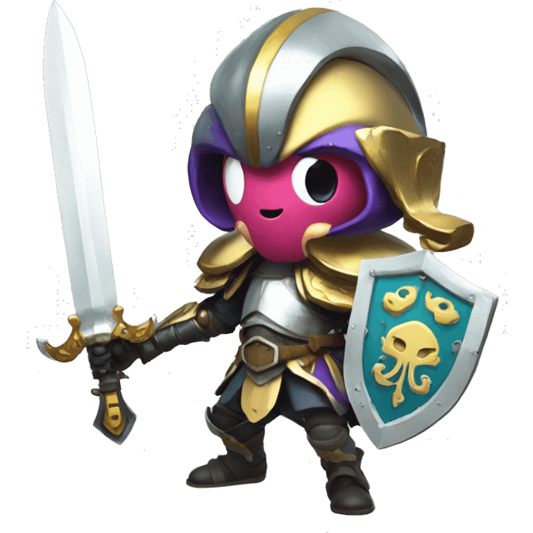 \splatoon squid warrior with knights sword and shield emoji