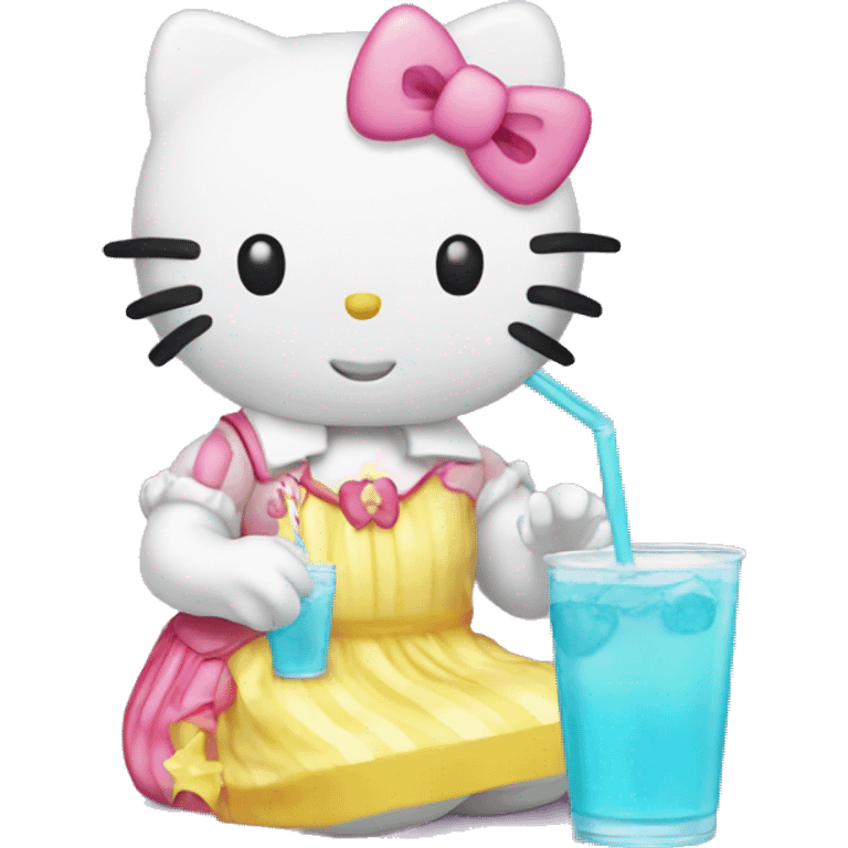 hello kitty drinking lemonade emoji