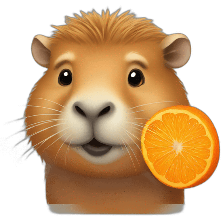 capybara with tangerine emoji