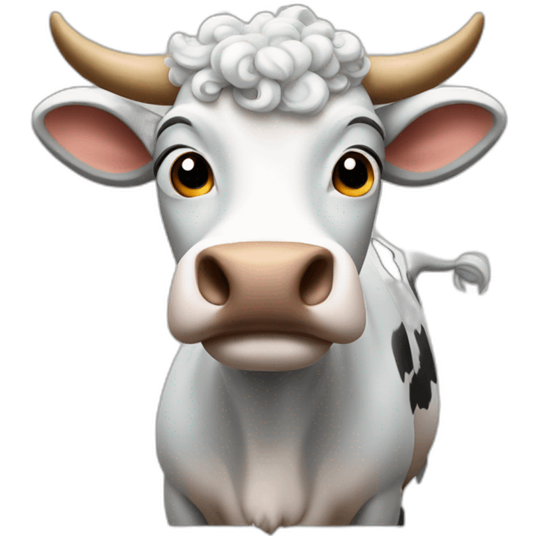 Curly haïr cow emoji