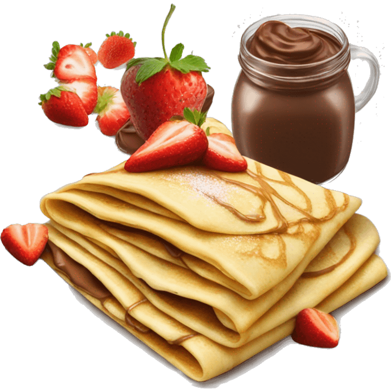 Crêpes with Nutella and strawberries on top emoji