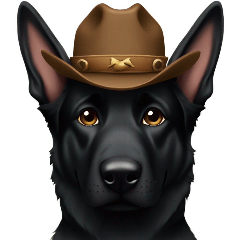 All black German shepherd cowboy  emoji