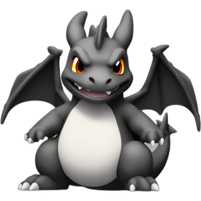 black and white monochromatic charizard emoji