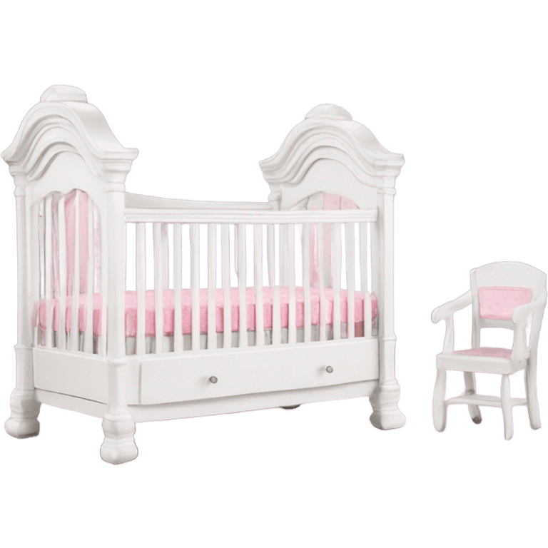 White princess crib with pink bedding  emoji