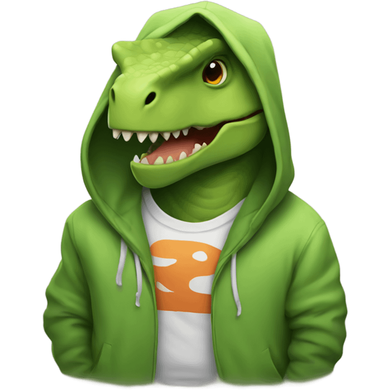 Dinosaur with a hoodie emoji