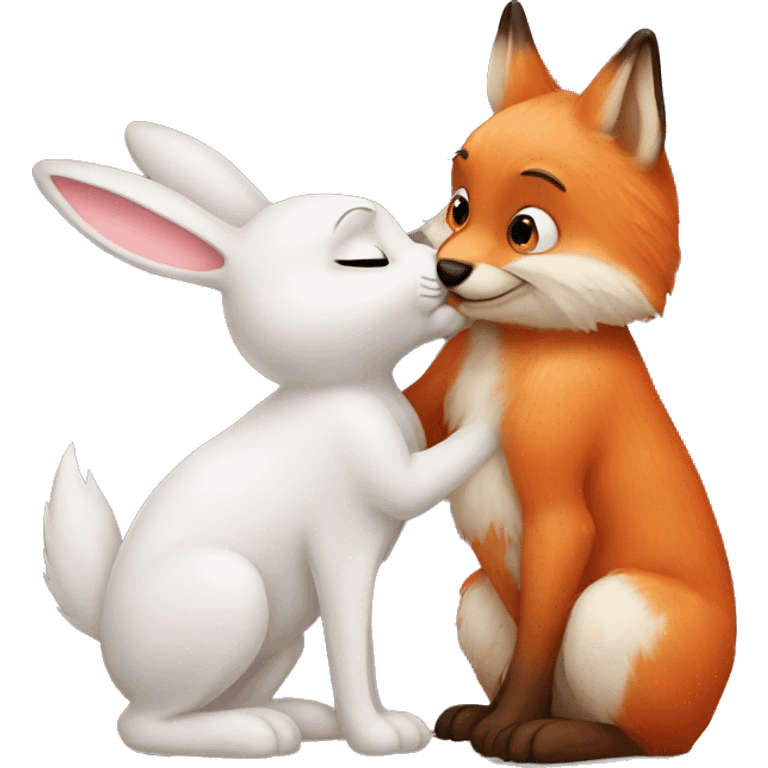 Bunny kissing fox  emoji