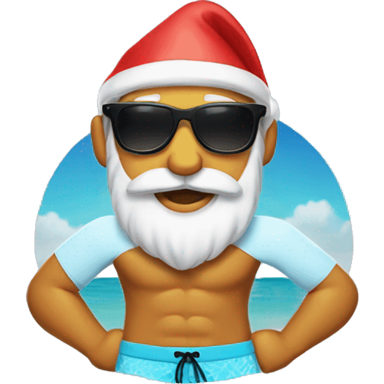 Santa wearing board shorts and sunglasses  emoji