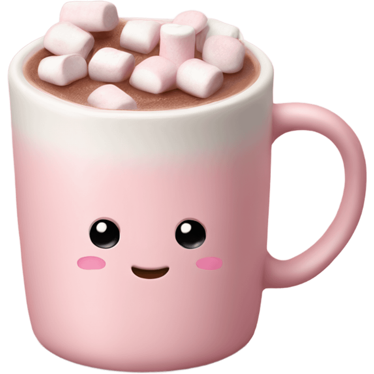 Light Pink mug of hot chocolate with marshmallows  emoji