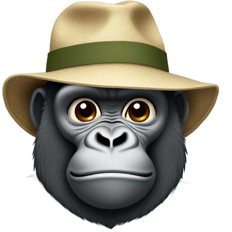 Gorilla in safari hat emoji