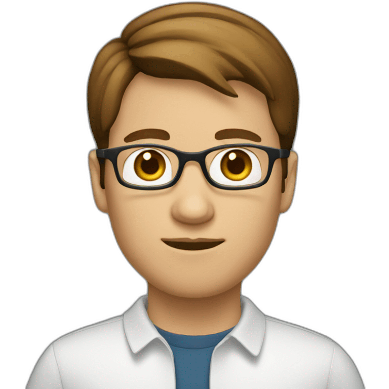 programmer with short brown hair and glasses emoji