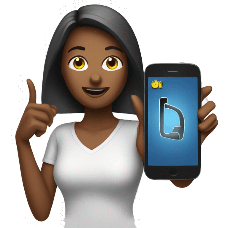 woman showing big phone emoji