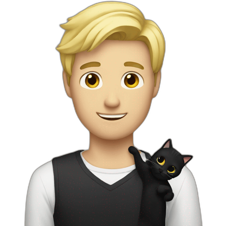 Blonde guy with black cat in arms emoji