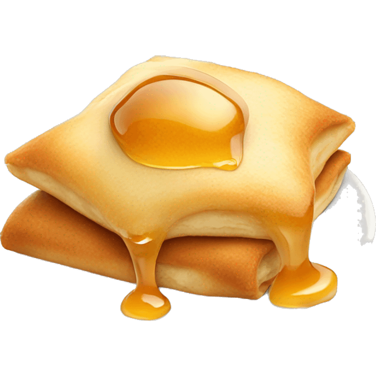 Realistic isolated sweet mexican sopapilla dessert with honey emoji