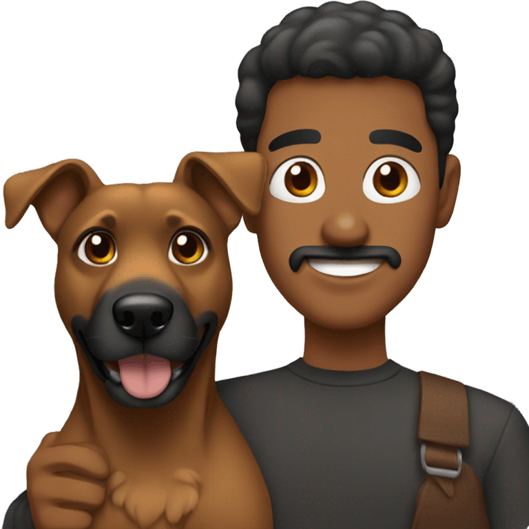 brown man with black dog emoji