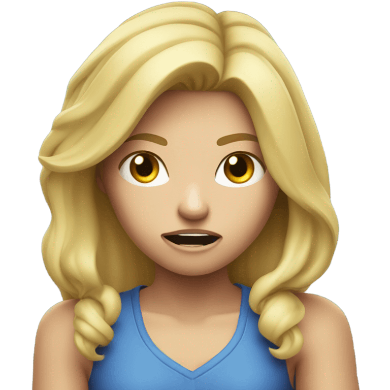 Blonde person playing video games mad emoji