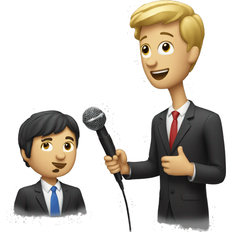 Guy taking interview with microphone  emoji