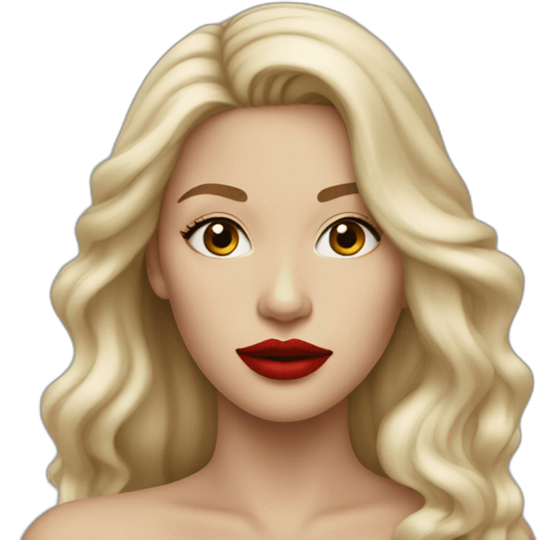 Long ash blond woman red lip emoji