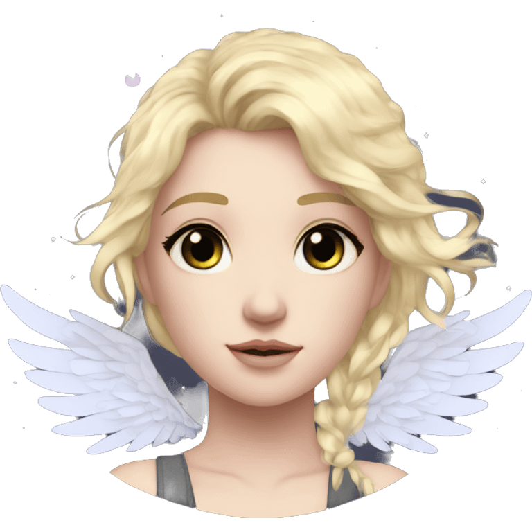 Ethereal galaxy constellation girl blonde hair angel raven wings black wings arrow emoji