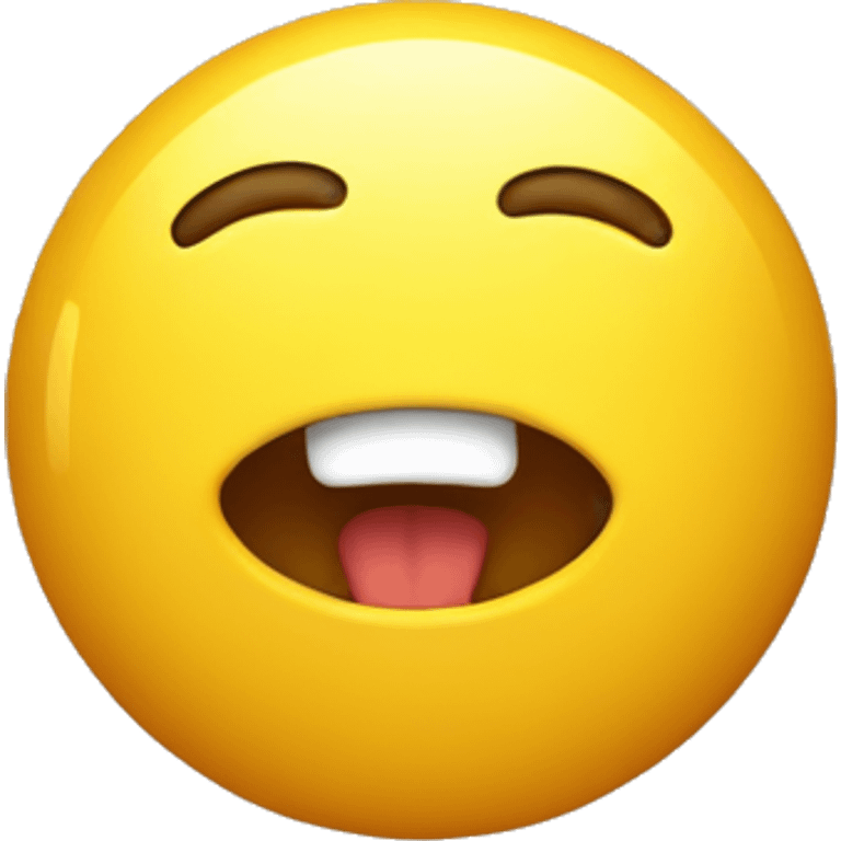 A yellow, round-headed emoji that is drooling and its eyes are wide open with surprise and happiness. emoji