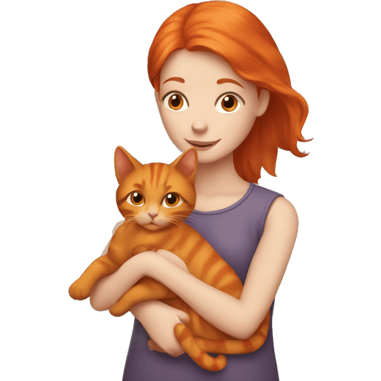 Redhead girl holding 2 orange cats emoji