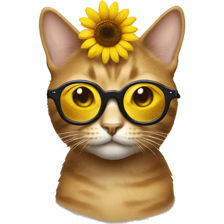 cat wearing sunflower glasses  emoji