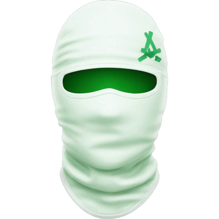 green and white ski mask without glasses emoji