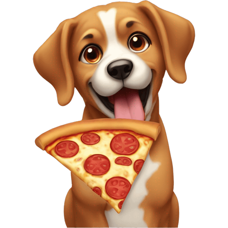 Cachorro comendo pizza emoji