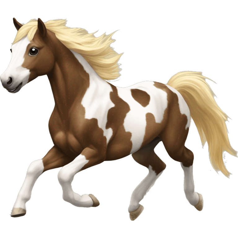 Scruffy scarred scratched scratches scratch scars Piebald tricolor palomino yellow brown pony with dark brown spots galloping running emoji