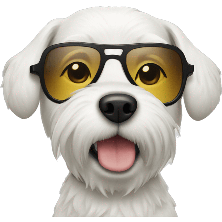 White dog with sunglasses emoji