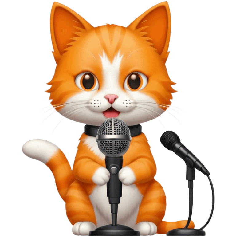 cat giving a speech with a microphone emoji