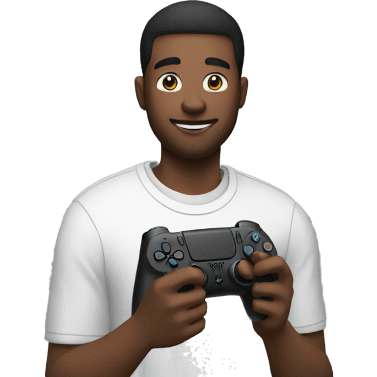 Guy playing video game with his ps5 emoji