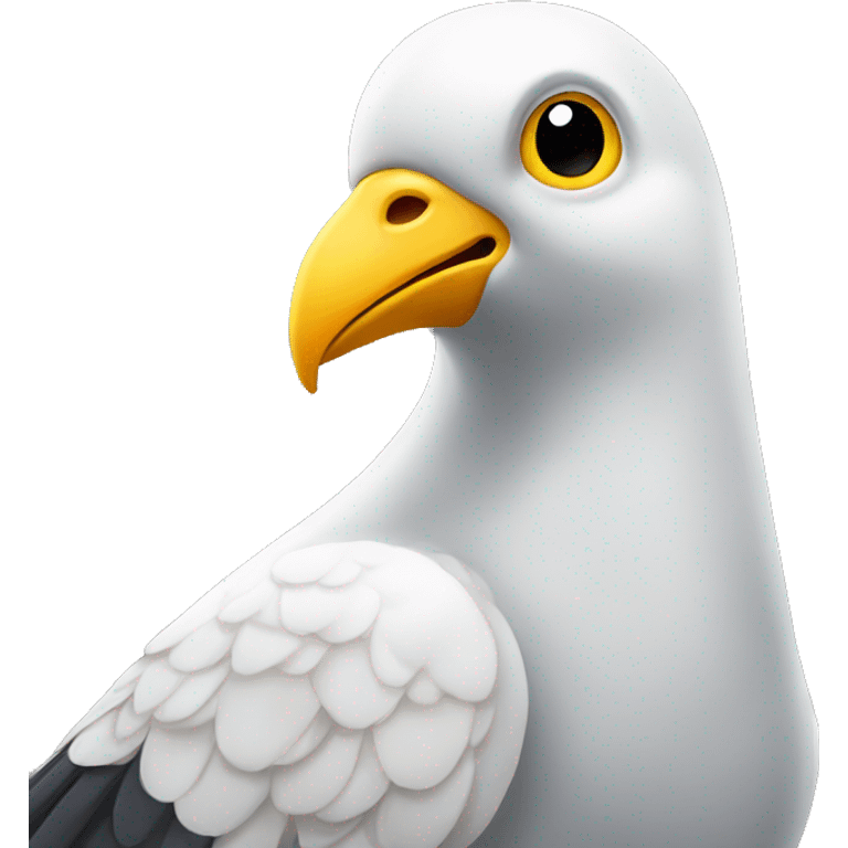 a white and golden pigeon wearing a crow emoji