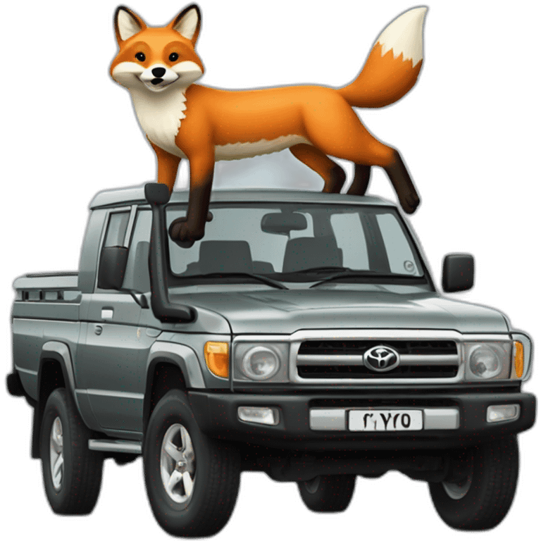 Fox driving a toyota landcruiser 70series emoji