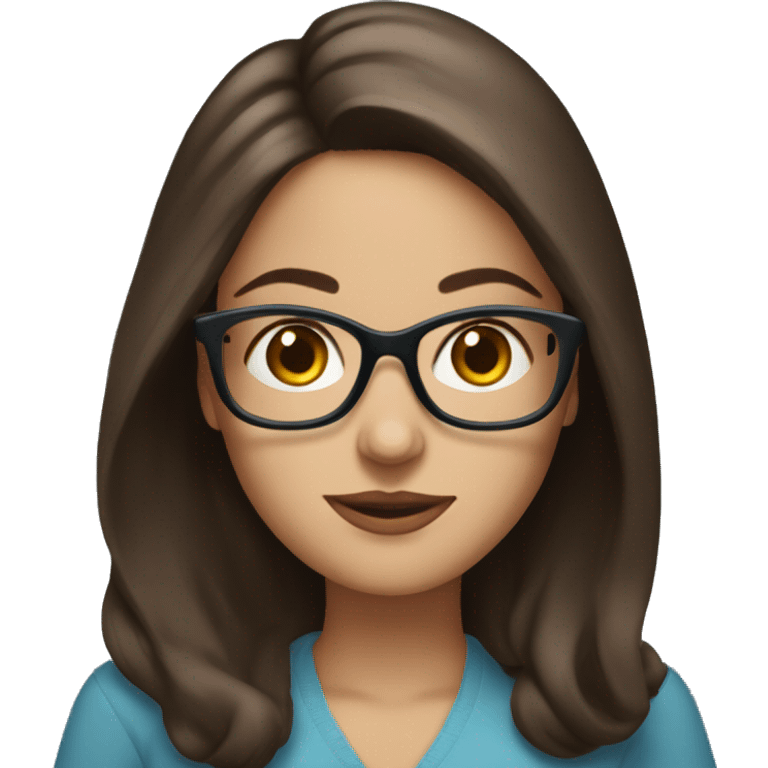 "blue eyes" woman with glasses and medium length brunette hair halding a book emoji