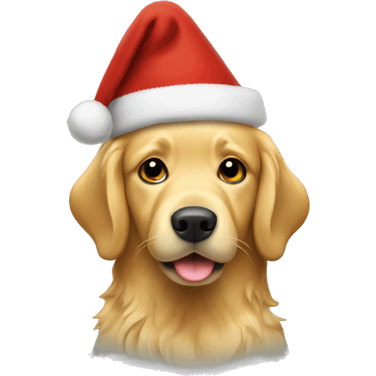 Golden retriever with Christmas hat emoji